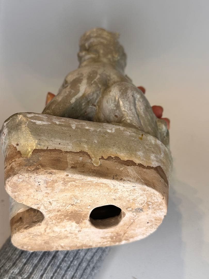 唐時代 鎮墓獣 立像 白掛陶 時代古陶 骨董品 中国古美術