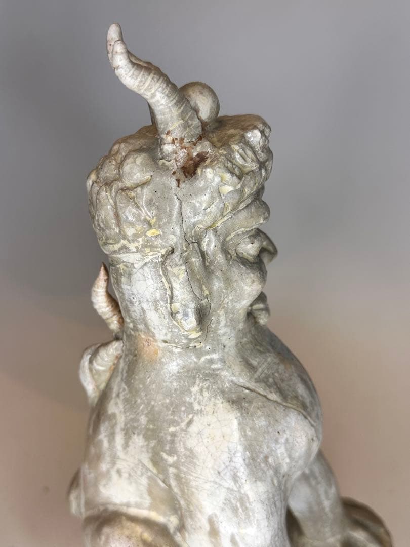 唐時代 鎮墓獣 立像 白掛陶 時代古陶 骨董品 中国古美術