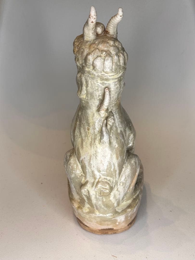 唐時代 鎮墓獣 立像 白掛陶 時代古陶 骨董品 中国古美術