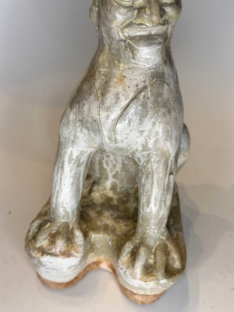 唐時代 鎮墓獣 立像 白掛陶 時代古陶 骨董品 中国古美術