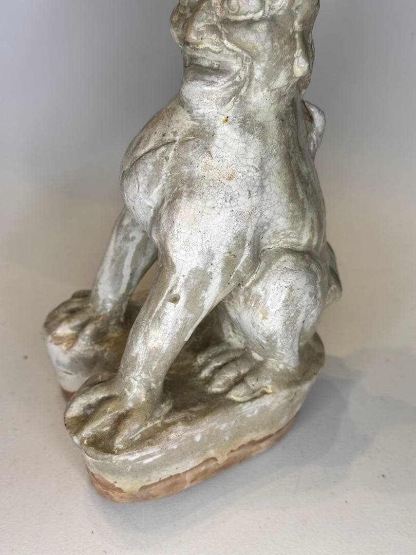 唐時代 鎮墓獣 立像 白掛陶 時代古陶 骨董品 中国古美術
