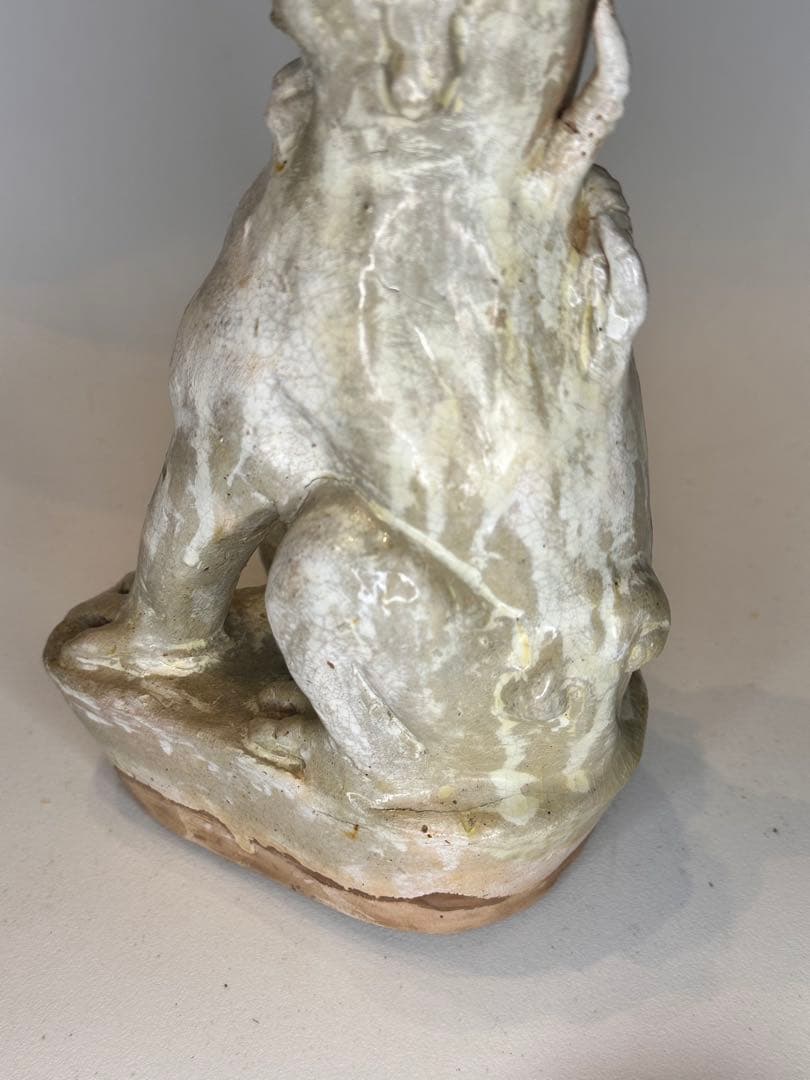 唐時代 鎮墓獣 立像 白掛陶 時代古陶 骨董品 中国古美術