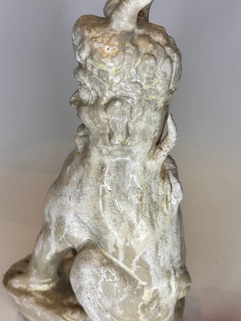 唐時代 鎮墓獣 立像 白掛陶 時代古陶 骨董品 中国古美術