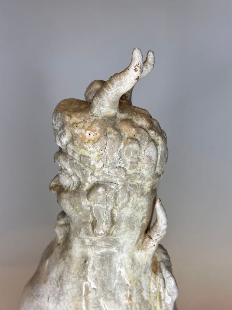 唐時代 鎮墓獣 立像 白掛陶 時代古陶 骨董品 中国古美術