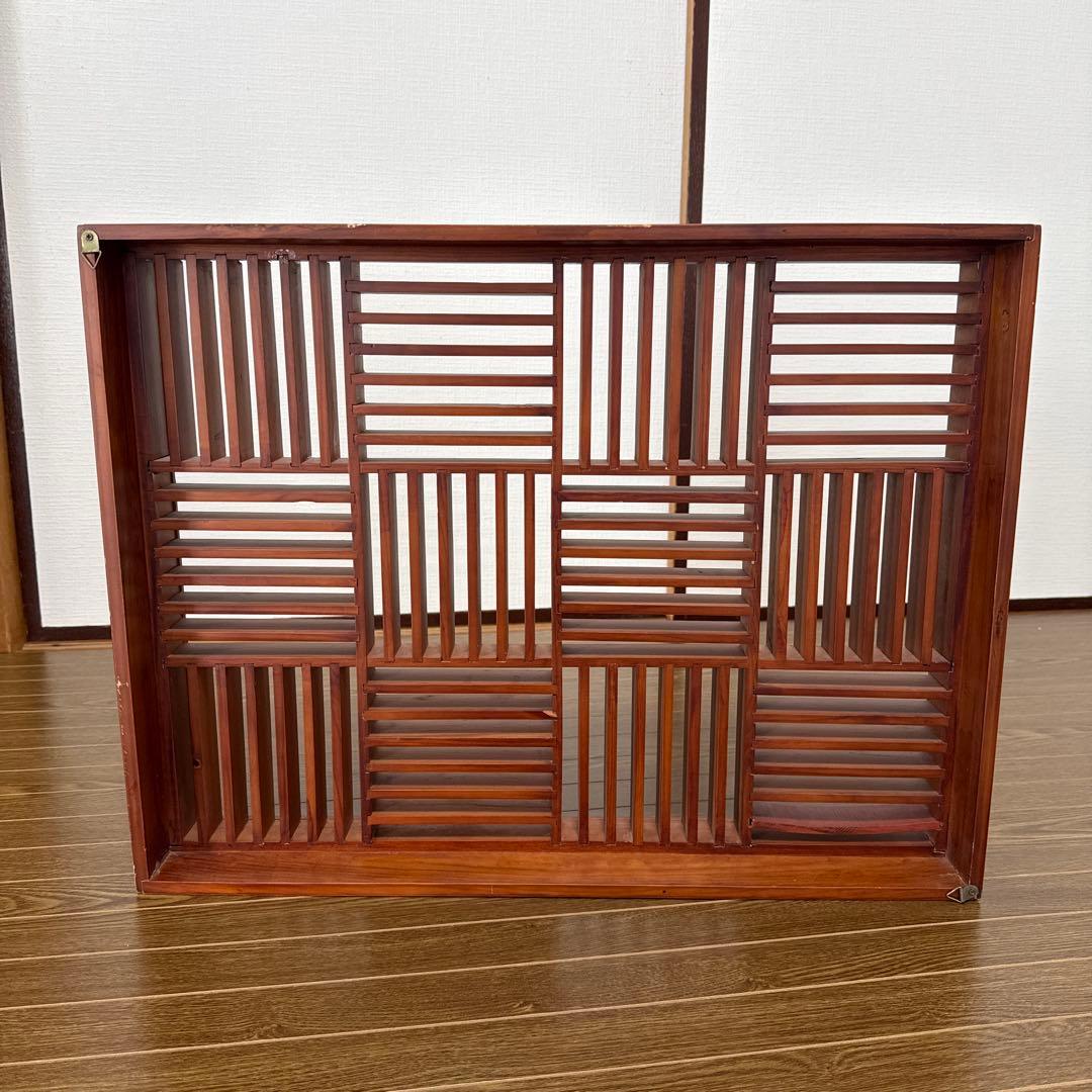 木製 格子 飾り棚　ディスプレイ棚 レトロ インテリア