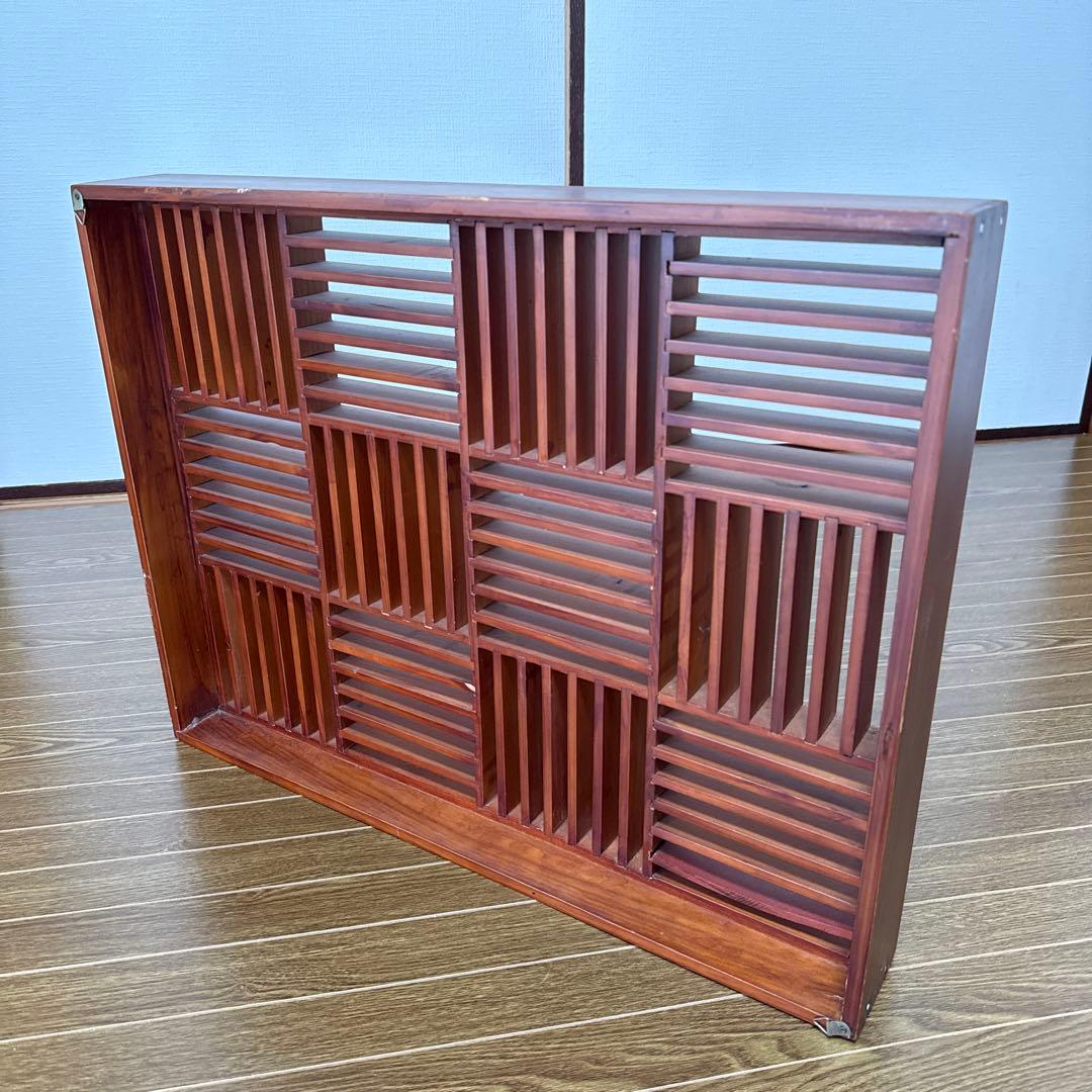 木製 格子 飾り棚　ディスプレイ棚 レトロ インテリア