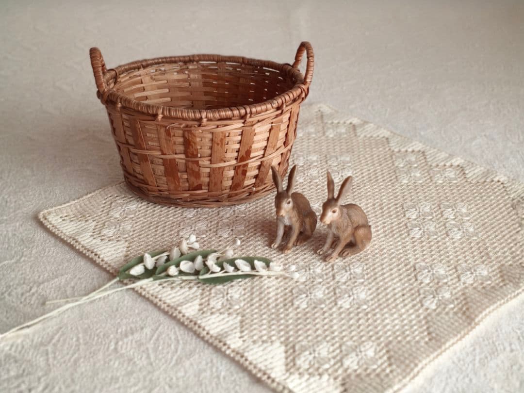 * vintage basket ❀ 両側 持ち手の * バスケット