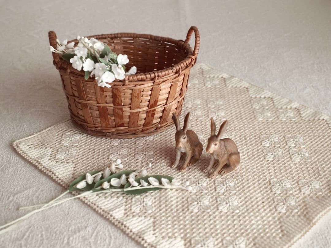 * vintage basket ❀ 両側 持ち手の * バスケット