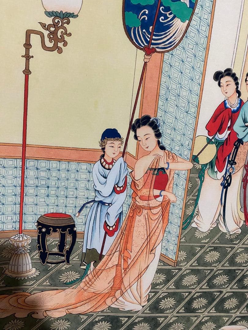 文征明 贵妃出浴图 中国画 掛け軸 水墨画 和室 玄関 茶室 壁掛け 美術品