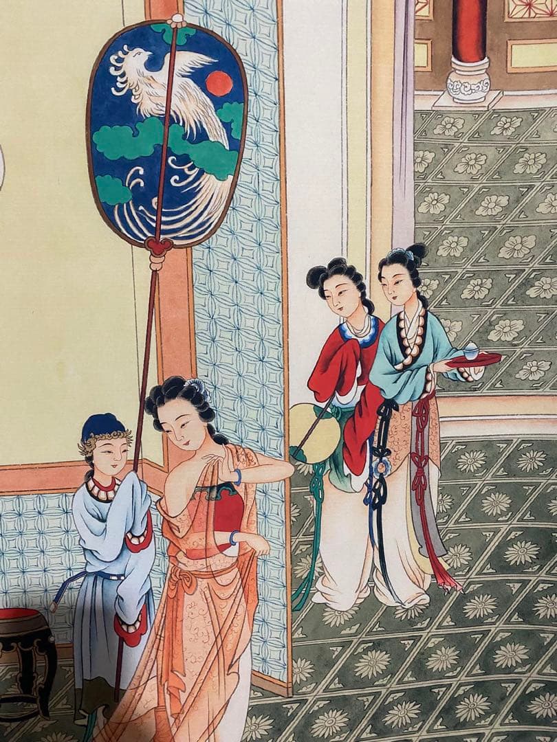 文征明 贵妃出浴图 中国画 掛け軸 水墨画 和室 玄関 茶室 壁掛け 美術品