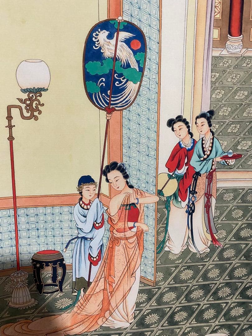 文征明 贵妃出浴图 中国画 掛け軸 水墨画 和室 玄関 茶室 壁掛け 美術品