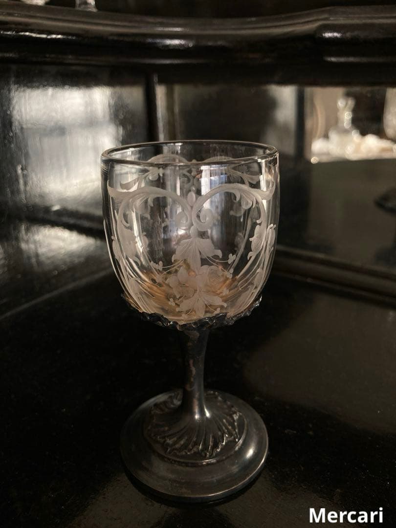 【希少】リキュールグラス　アンティーク　エッジング