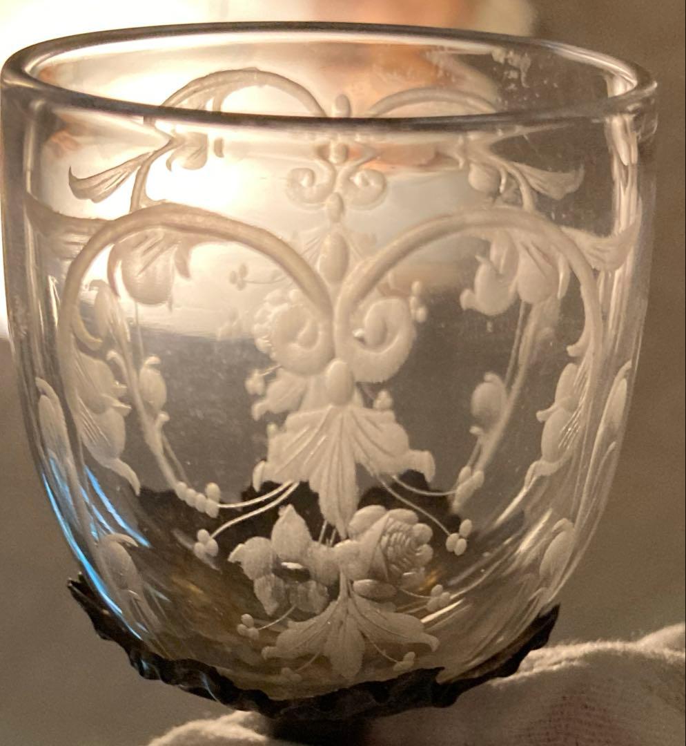 【希少】リキュールグラス　アンティーク　エッジング