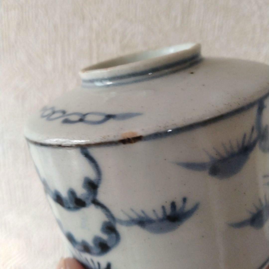 古伊万里染付笹持雪文様半筒茶碗江戸中期蕎麦猪口