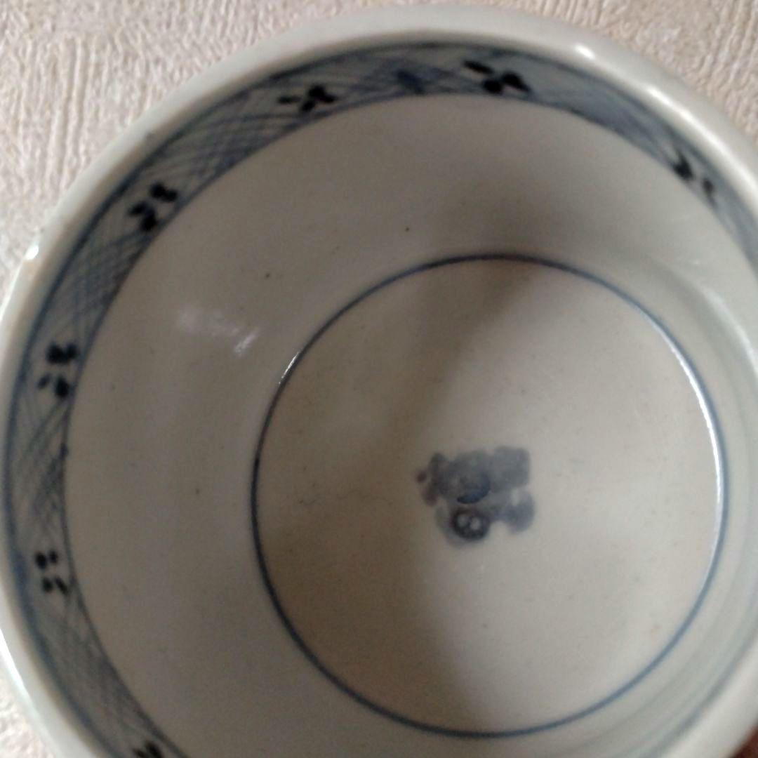 古伊万里染付笹持雪文様半筒茶碗江戸中期蕎麦猪口