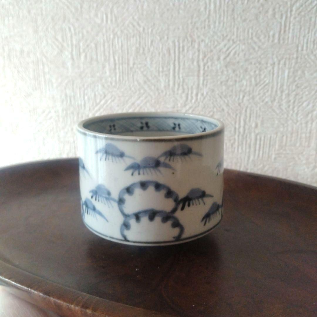 古伊万里染付笹持雪文様半筒茶碗江戸中期蕎麦猪口
