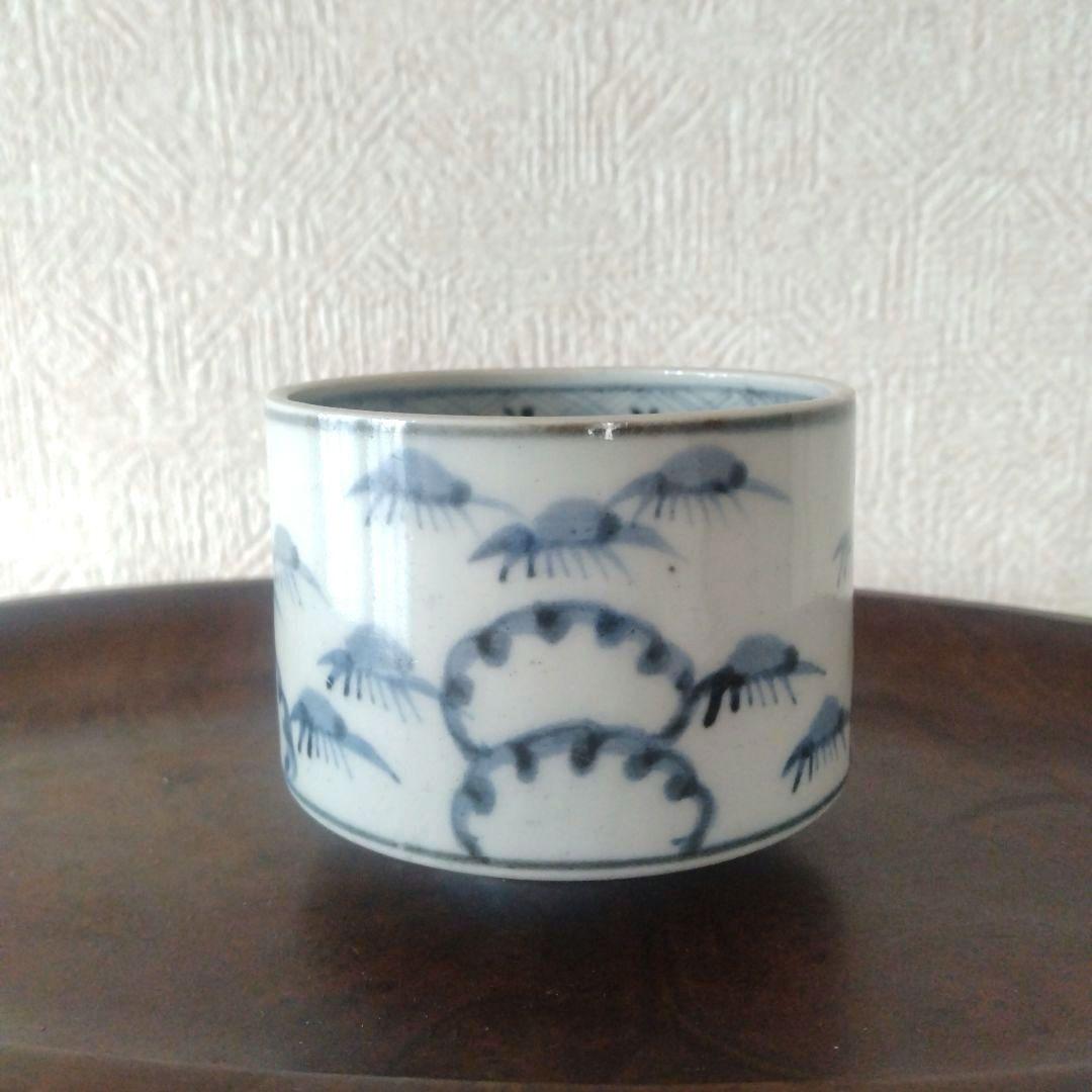 古伊万里染付笹持雪文様半筒茶碗江戸中期蕎麦猪口