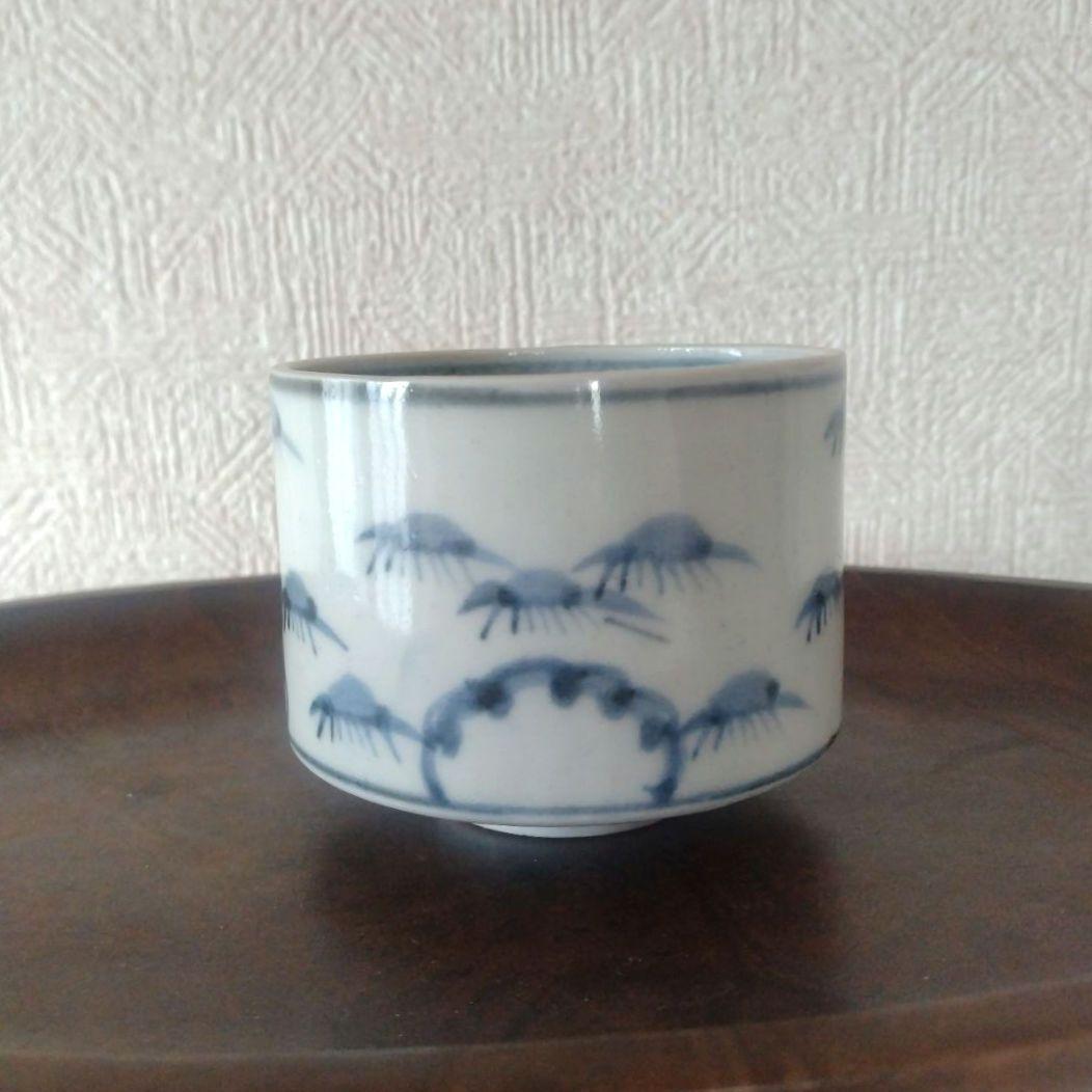 古伊万里染付笹持雪文様半筒茶碗江戸中期蕎麦猪口