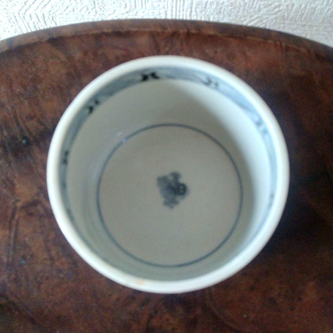 古伊万里染付笹持雪文様半筒茶碗江戸中期蕎麦猪口
