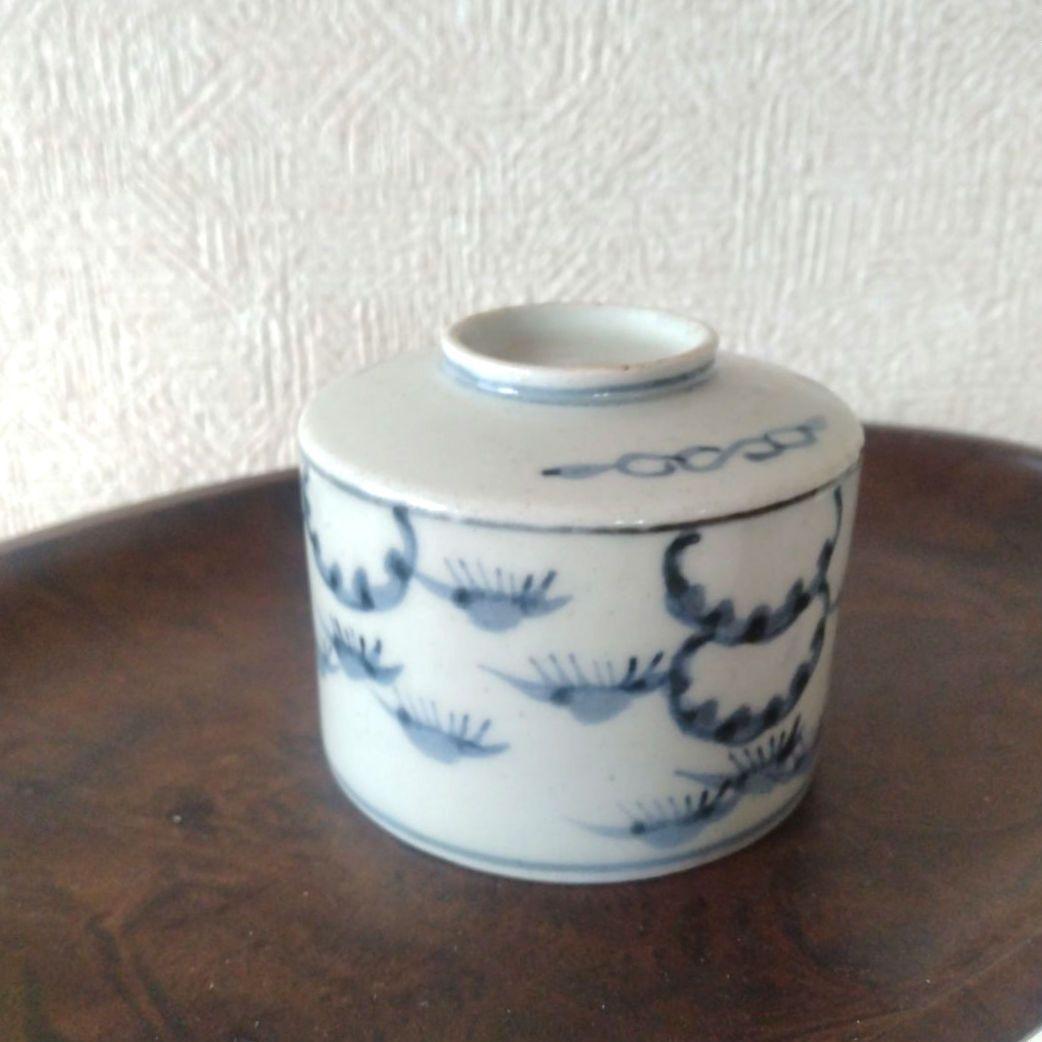 古伊万里染付笹持雪文様半筒茶碗江戸中期蕎麦猪口