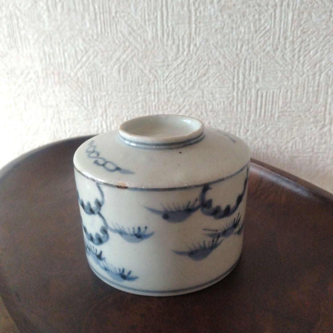 古伊万里染付笹持雪文様半筒茶碗江戸中期蕎麦猪口