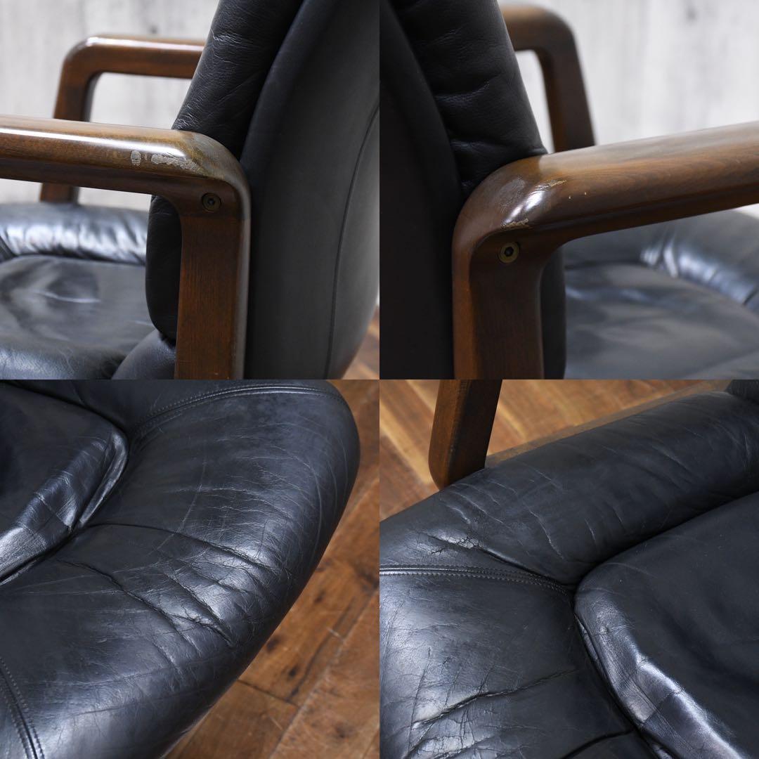 FAC52 カリモク デスクチェア エグゼクティブチェア レザー/本革張り 黒革