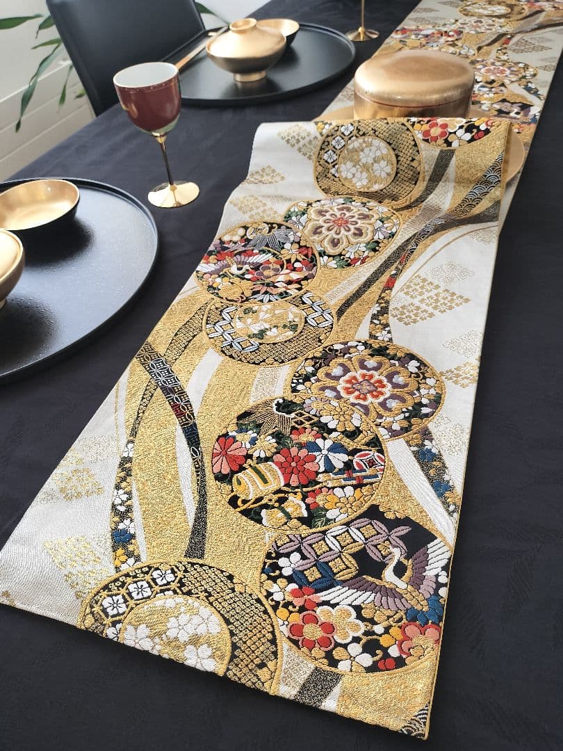 A974★逸品‼️豪華刺繍‼️お祝い‼️テーブルランナー2m9cm