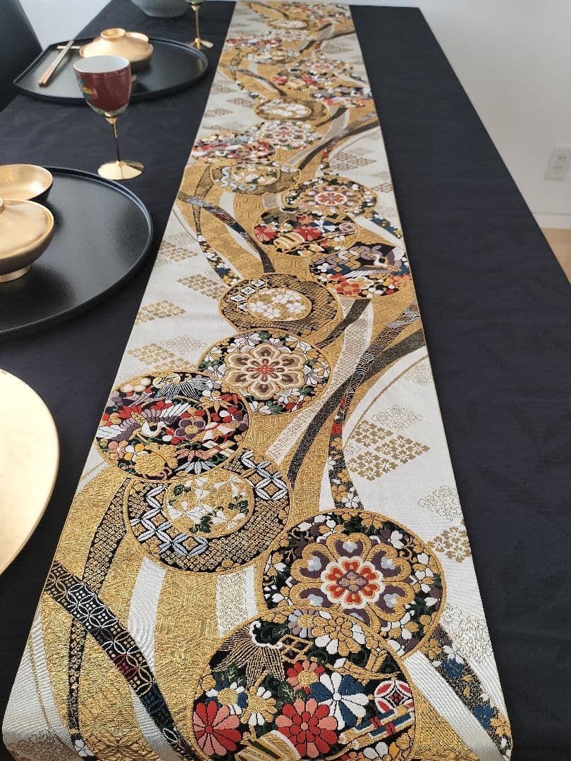 A974★逸品‼️豪華刺繍‼️お祝い‼️テーブルランナー2m9cm