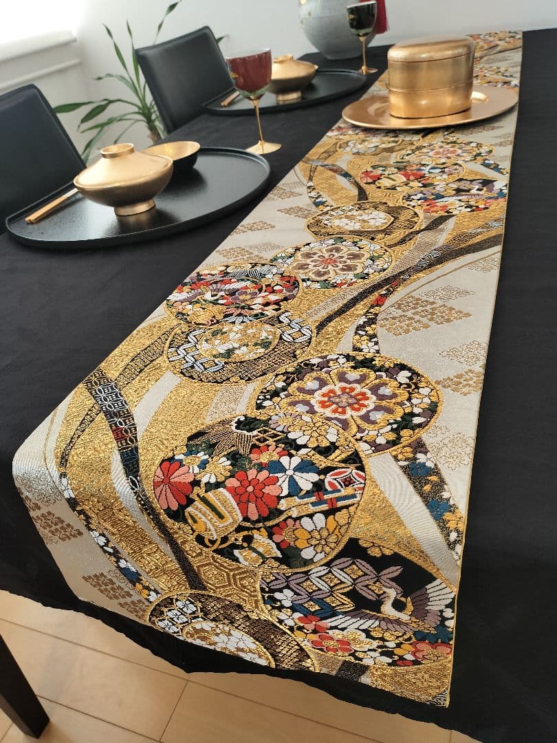 A974★逸品‼️豪華刺繍‼️お祝い‼️テーブルランナー2m9cm