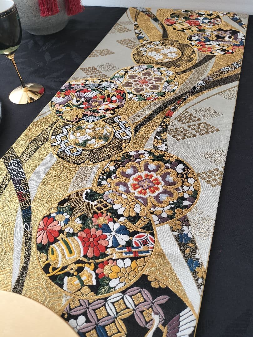 A974★逸品‼️豪華刺繍‼️お祝い‼️テーブルランナー2m9cm