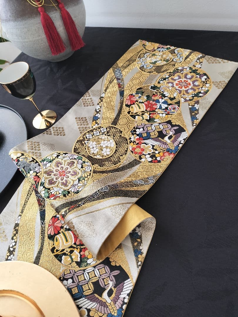 A974★逸品‼️豪華刺繍‼️お祝い‼️テーブルランナー2m9cm