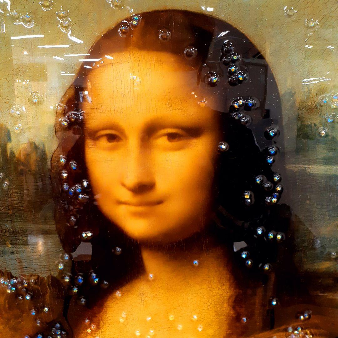輸入雑貨　天然石　ダヴィンチ作『モナリザ・クリスタルアート』　水晶絵　宝石アート