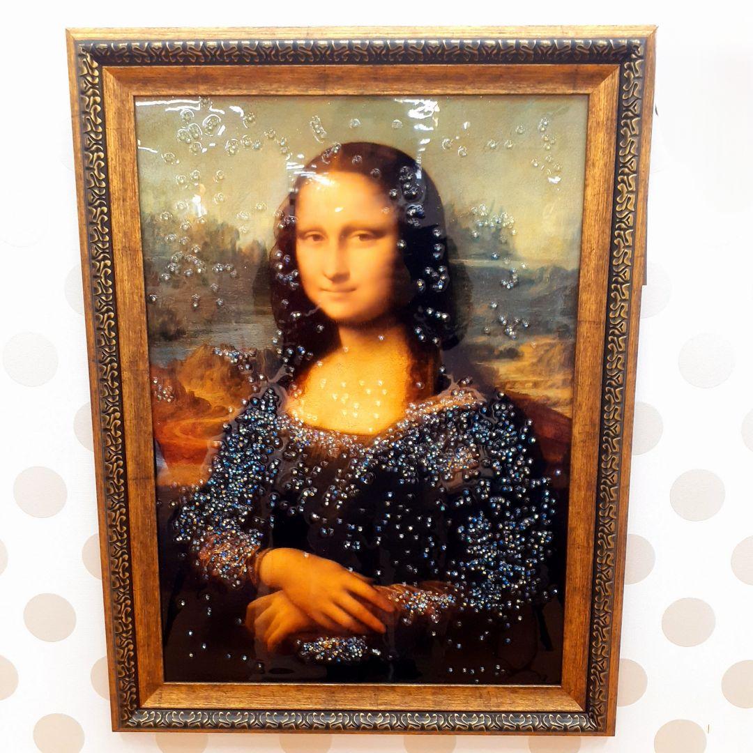輸入雑貨　天然石　ダヴィンチ作『モナリザ・クリスタルアート』　水晶絵　宝石アート