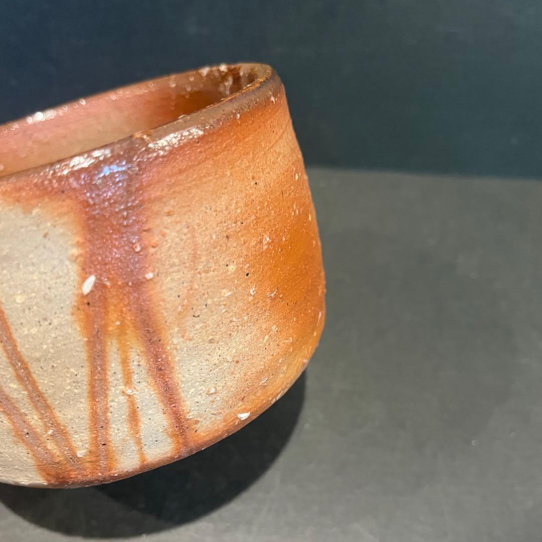 新品　人間国宝　伊勢崎淳　茶碗／陶歴共布共箱あり　緋襷　個展購入品