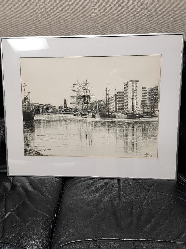 真作 　エッチング 美品 　額装 　風景画 　北欧フィンランド風景　大型