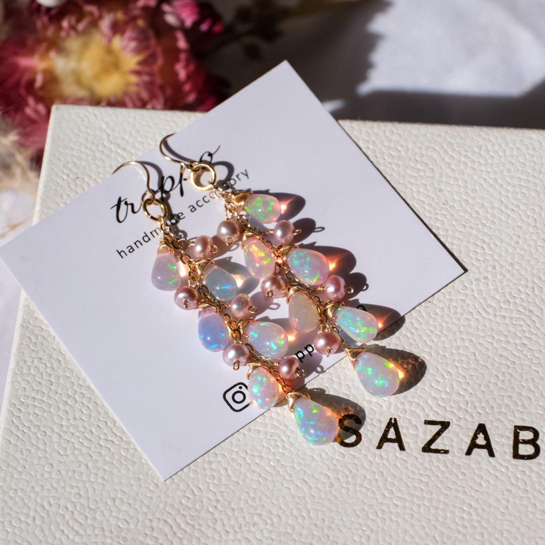 14kgf桜カラーオパールピアス/イヤリング