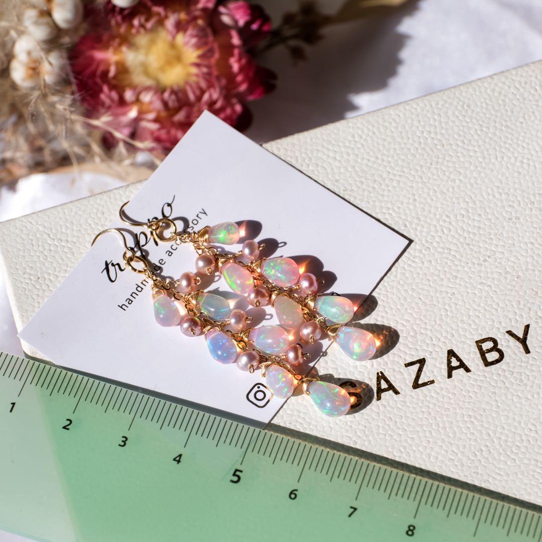 14kgf桜カラーオパールピアス/イヤリング