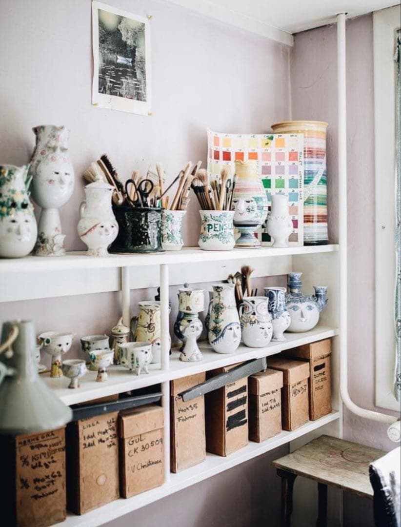 1970S スタジオライン Bjorn Wiinblad 花瓶 白磁×金彩　魔笛