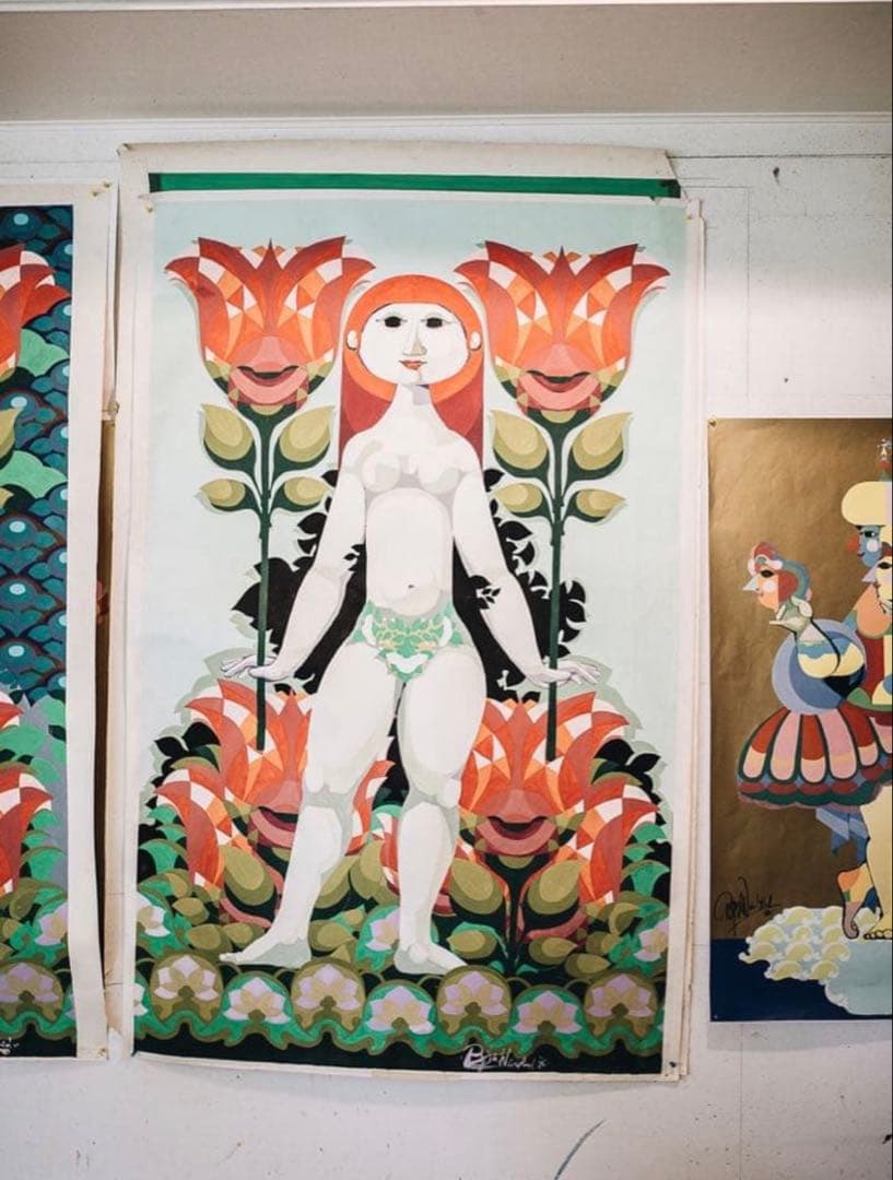 1970S スタジオライン Bjorn Wiinblad 花瓶 白磁×金彩　魔笛