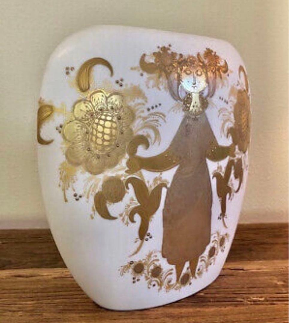 1970S スタジオライン Bjorn Wiinblad 花瓶 白磁×金彩　魔笛