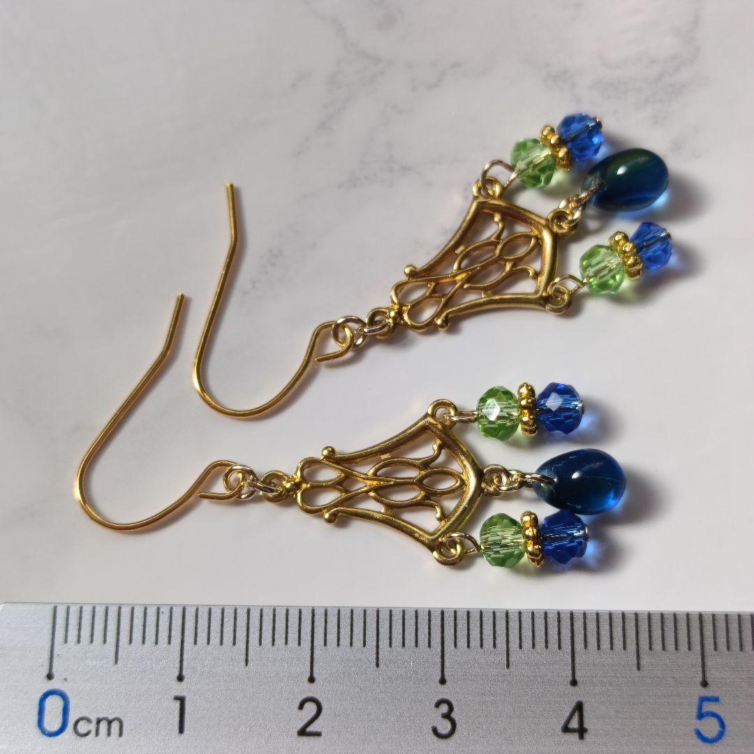 No.488 シャンデリアピアス ゴールド ハンドメイド