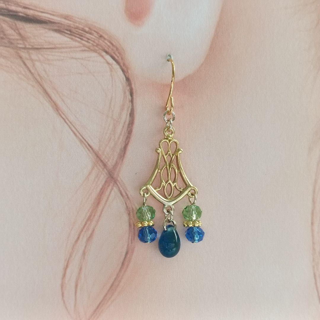No.488 シャンデリアピアス ゴールド ハンドメイド