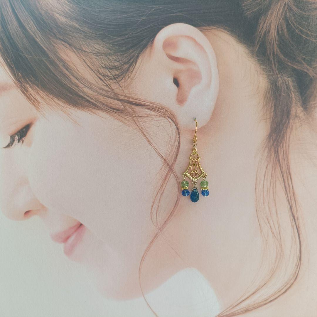 No.488 シャンデリアピアス ゴールド ハンドメイド