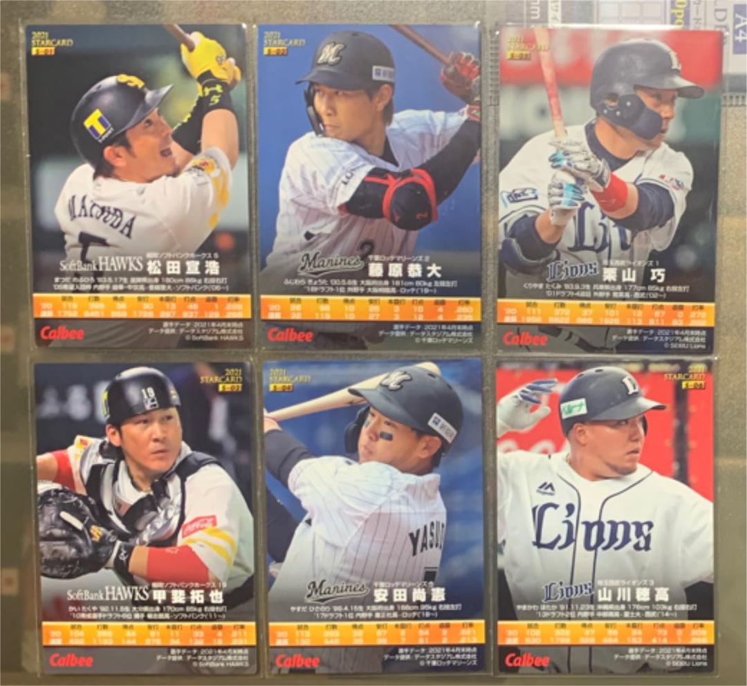 カルビー　２０２１　プロ野球スターカード　赤箔サイン入り　全２４枚フルセット
