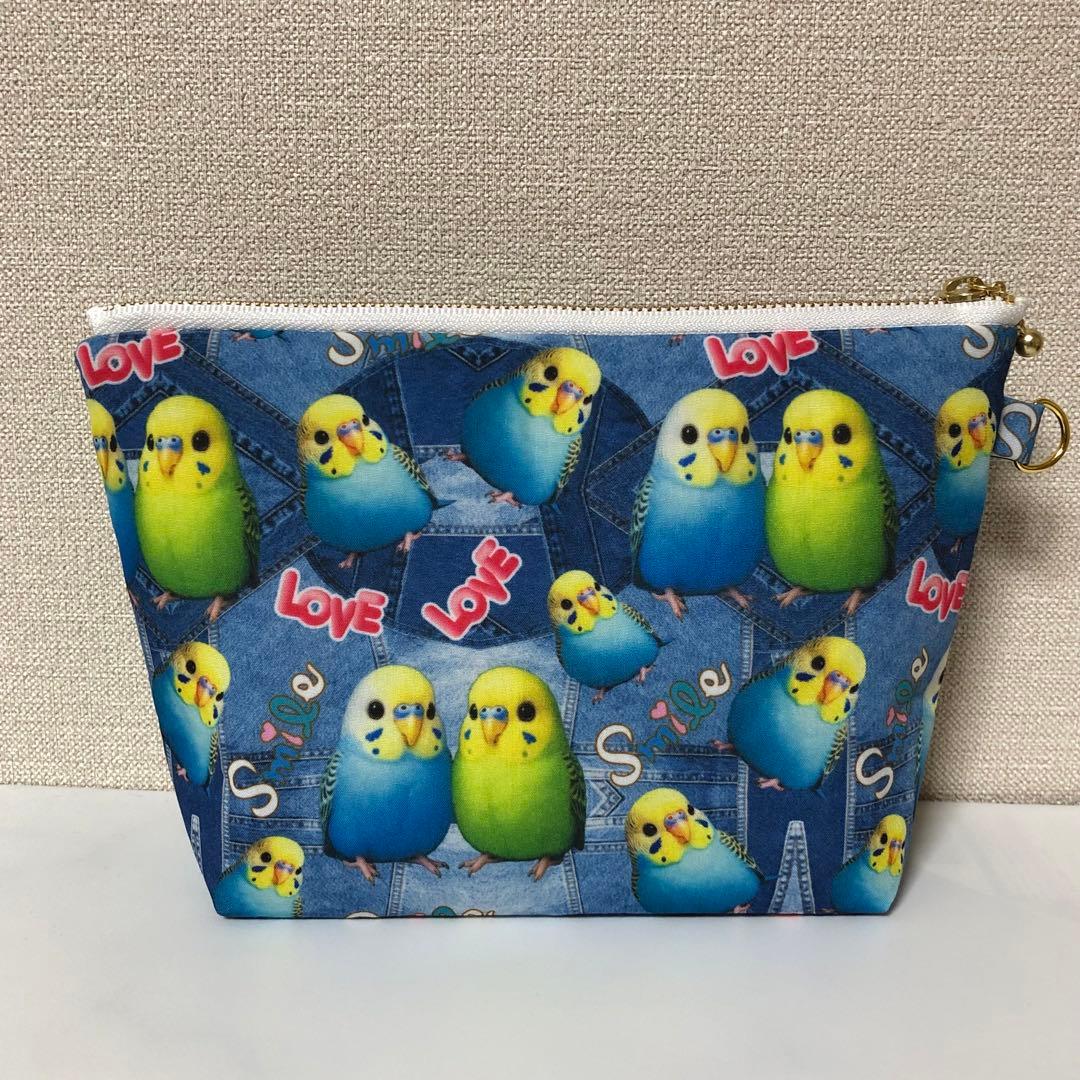 20cmポーチ　セキセイインコ　マチあり
