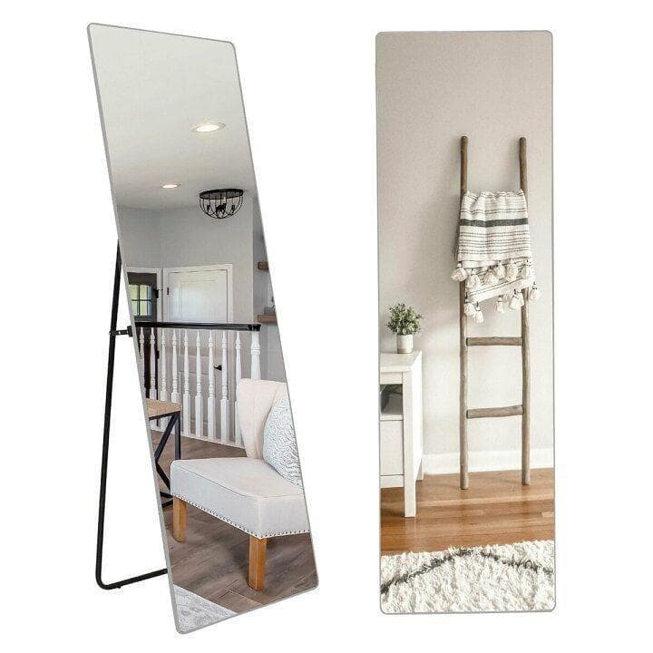 スタンドミラー 壁掛け 全身 鏡 姿見鏡 150cmx40cm 金 1521