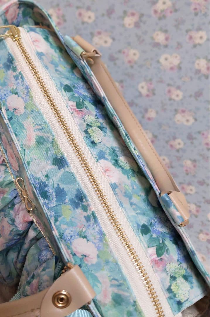 リバティ　ハムステッドサマー　グリーン　フラップファスナー付ドレストート