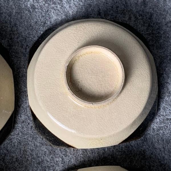 京焼帯山茶道具模様角切手塩皿4枚[B34392]