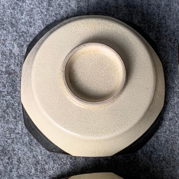 京焼帯山茶道具模様角切手塩皿4枚[B34392]