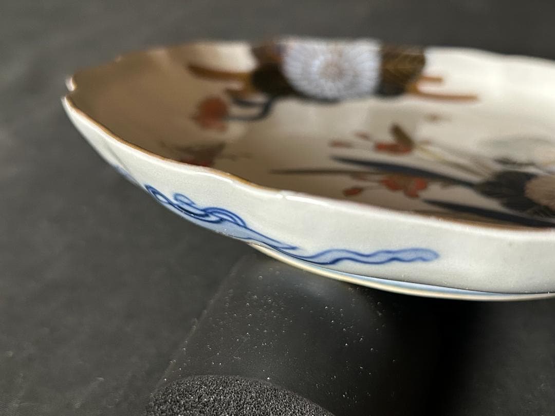 古伊万里 染錦 金彩 花蝶図 六寸皿 5客 江戸後期 61